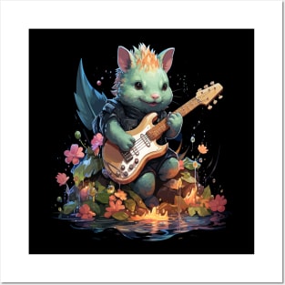 Axolotl Playing Guitar Posters and Art